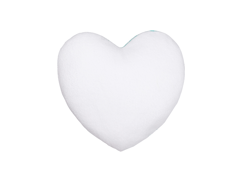 Sublimation Heart Shaped Blended Plush Pillow Cover(white W  White, 40 