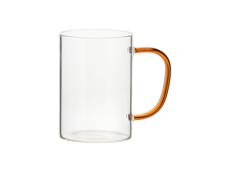 Sublimation 12oz 360ml Glass Mug W Red Handle Clear Jtrans Heat