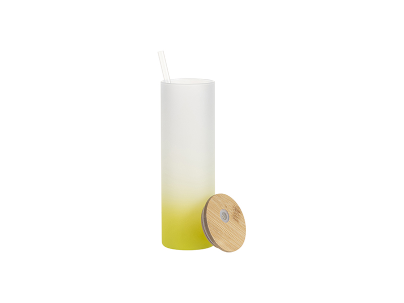 20oz (600ml) Blank Can Glass With Bamboo Lid & Straw