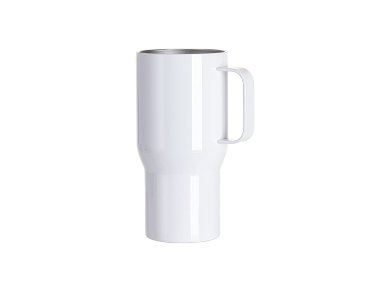 Sublimation White Travel Mug with Lid + Handle