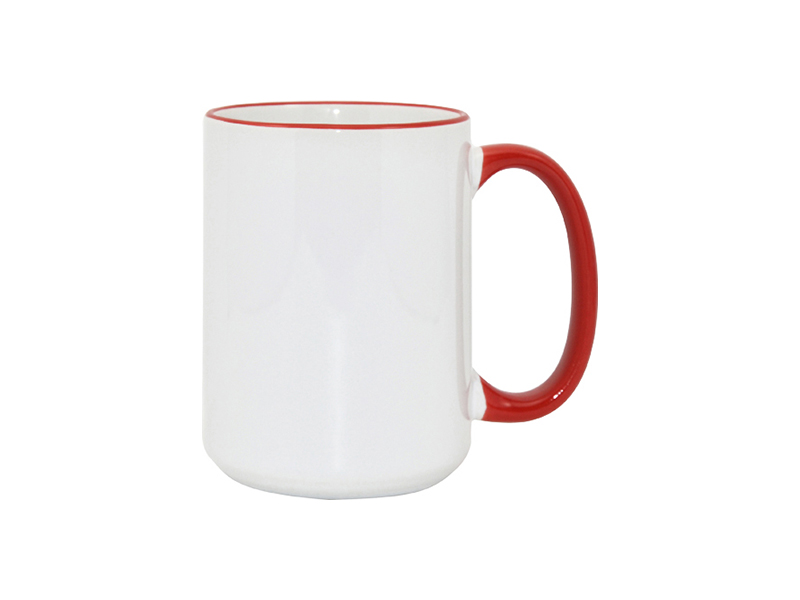 Sublimation 15oz Rim Handle Mugs Red Jtrans Heat Press Machine Mug