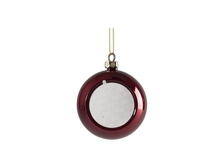 Sublimation 8cm Plastic Sparkling Christmas Ball Ornament w/o Insert (Red)