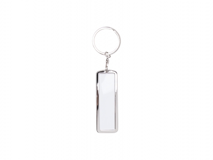 Conde Sublimation Blank PolyLeather Glitter Keychain - Rectangle - Silver - NLP152