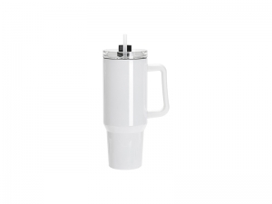 Sublimation Blanks 40oz/1200ml Stainless Steel White Travel Tumbler with Lid &amp; Straw(White Handle)