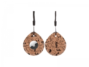 Sublimation Blanks PU AirTag Cover Pendant(Teardrop, Brown)