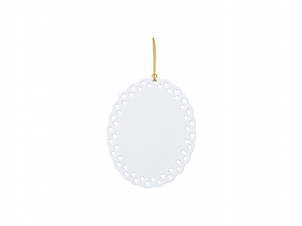 Sublimation Blanks Plastic Oval Doily with Triangle Trim Ornament(7.3*9cm)