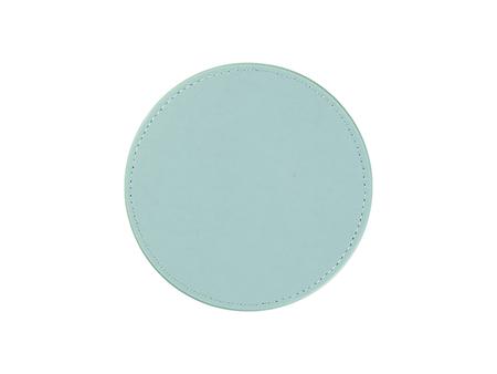 Engraving Blanks Round Leather Mug Coaster(Teal W/ Black, φ10cm)